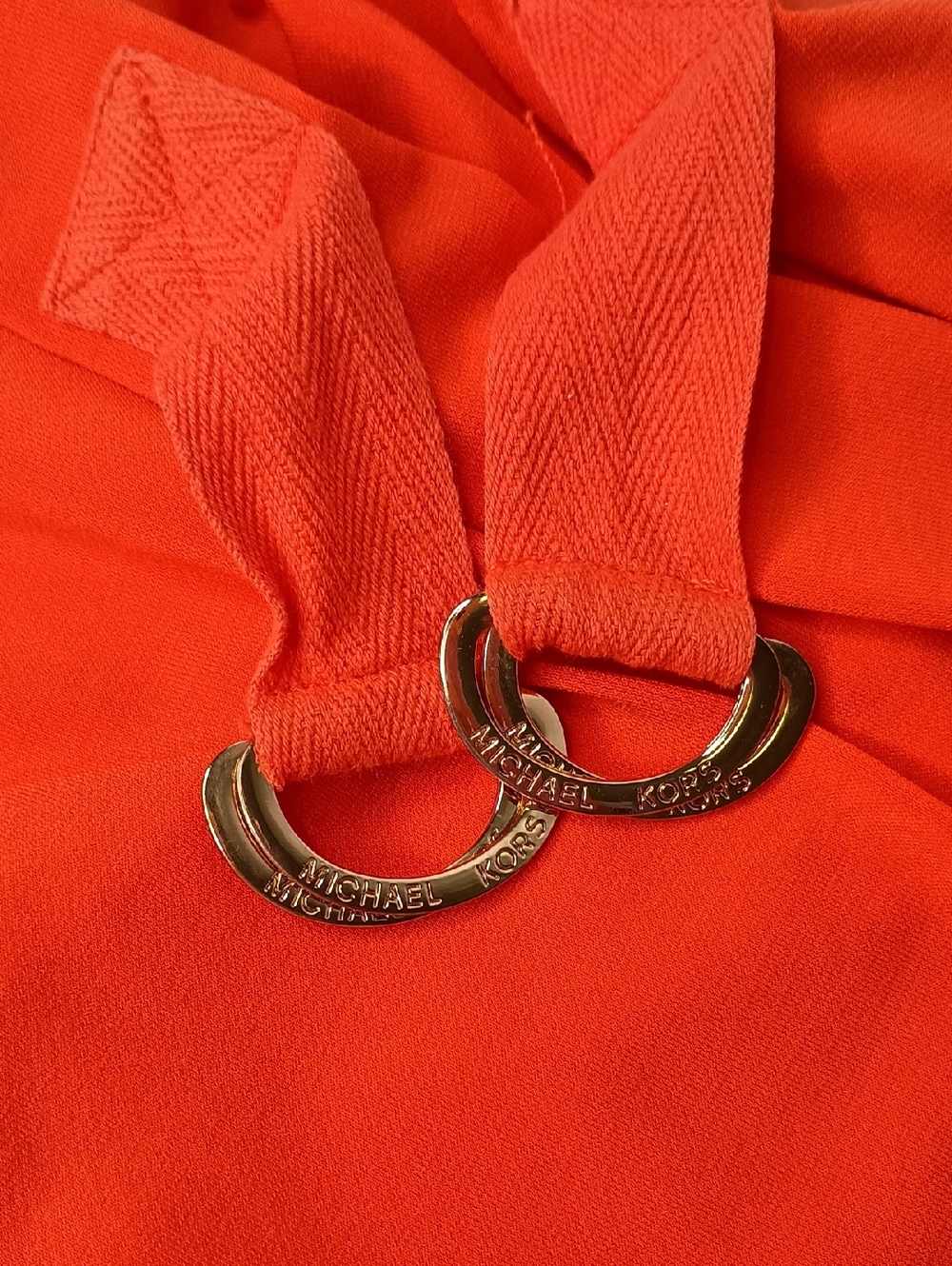 MICHAEL Michael Kors Women's Size XL Blouse roll-tab sleeves Gold Orange Summer - Picture 11 of 12